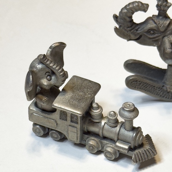 ADORABLE!!Vintage Spoontiques Pewter Elephants On Train, Teeter, and Rocking - 3 - Picture 2 of 9